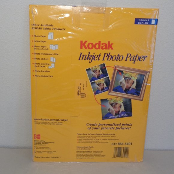 KODAK Inkjet Photo Paper New and Sealed 15 Sheets 30 Prints 8.5 x 11 Inches - Picture 2 of 8